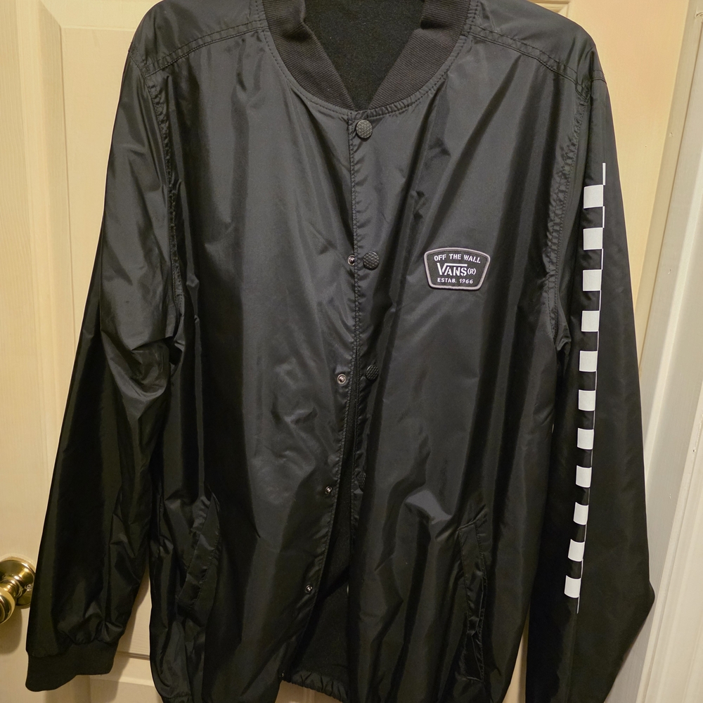 Vans Black and White Windbreaker Jacket for Men
